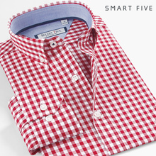 Smart Five Shirt Men imported Fashion Chemise Homme Plaid Casual Shirts Slim Fit Long Sleeve Camisa Masculina 100% Cotton 2018 2024 - buy cheap