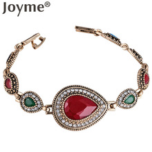 Joyme Turkish Jewelry Mens Bracelets Retro Gold Red Resin Charm Bracelet For Women Bohemian Bracelets & Bangles Bijoux 2024 - buy cheap