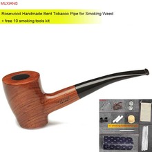 MUXIANG Free 10 Tools kit Imported kevazingo wood  Tobacco Pipe Handmade Cigarettes Pipe Bent Tobacco Naked Pipe China ad0025 2024 - buy cheap