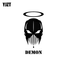 YJZT 7,2*14,9 см, наклейка с демоном или ангелом, черная/серебристая, модная, закрывающая корпус, серебристая, автомобильная наклейка, виниловая фотография 2024 - купить недорого