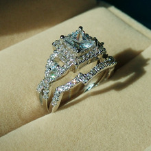 choucong Noble Stone 5A Zircon stone 925 Silver Cross engagement Wedding Band Ring Set Sz 5-10 Gift free shipping 2024 - купить недорого