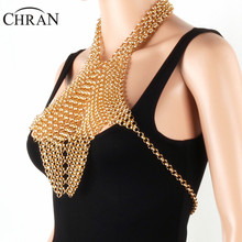 Chran Chain Festival Rave Top EDC Outfit Harness Statement Necklace Chainmail Crop Top Bra Burning Man Sexy Wear Jewelry CRBJ119 2024 - buy cheap