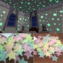 Pegatinas 3D de estrellas que brillan en la oscuridad, adhesivos fluorescentes luminosos para pared, para habitación de bebé, dormitorio, decoración del hogar, 50 Uds. 2024 - compra barato