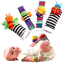 2018 Lowest price(4pcs/lot=2 pcs waist+2 pcs socks) New Hot Toy Baby Rattle toy Rattle Foot Socks Garden Bug Wrist Free shipping 2024 - buy cheap
