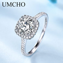 Романтические кольца UMCHO из настоящего серебра 100% Φ, свадебное кольцо с круглым камнем для женщин, обручальные подарки, Изящные Ювелирные изделия 2024 - купить недорого