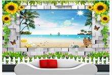 Customized 3d wallpaper 3d wall murals Summer beach 3 d sitting room background wall beauty mural wallpaper room 2024 - buy cheap