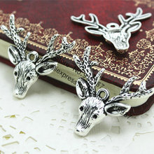 Sweet Bell Free shipping 30pcs/lot 31*36mm Antique   Vintage Metal Alloy Deer Charms Christmas Charm Jewelry Pendant 2A92 2024 - buy cheap