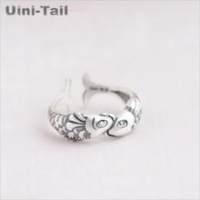 Vintage Thai Silver Jewelry925 Silver Fashion Small Goldfish Pisces Opening Ring Elegant Female Silver Jewelry Ring High Qualit 2024 - buy cheap
