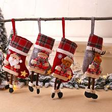 Medias de impresión de dibujos animados de Navidad, calcetín de Papá Noel, muñeco de nieve, saco de regalo, decoraciones de fiesta de Navidad para el hogar, ornamento de chimenea 2024 - compra barato
