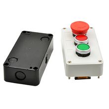 Caja de interruptor de botón a prueba de agua de plástico ABS, 3 agujeros, Control de botón de inicio y parada de emergencia, 1NO 1NC 2024 - compra barato