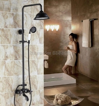 Black Oil Rubbed Wall Mounted Bathroom Luxury Rain Shower Faucet Set with Dual Cross Handles Bathtub Mixer Taps Wrs451 2024 - buy cheap