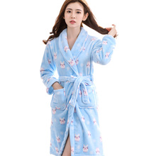 Free Shipping Ladies Long Bathrobe Women Flannel Robe Long design Flannel Bathrobe Female Robe Nightgown Coral Fleece Sleepwear 2024 - buy cheap