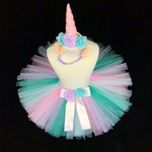 Baby Girls Pastel Tutu Skirts Kids Ballet Tutus Tulle Pettiskirts with Flower Bow Unicorn Hairbow Children Party Costume Skirts 2024 - buy cheap