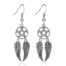 dongsheng Vintage Supernatural Inspired Devil's Trap Pentagram and Angel Wing Charm Dangle Earring For Women Jewelry-15 2024 - buy cheap