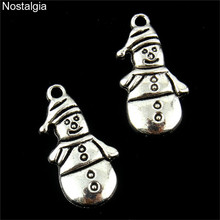 Nostalgia 10Pcs Snowman Christmas Charms For Jewelry Making Winter Snow Man Pendant 25*12MM 2024 - buy cheap