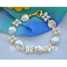 Joyería de perlas de 8 ''4-14MM moneda Rosa arroz blanco perla de agua dulce pulsera de alta calidad joyería de moda nuevo envío gratis 2024 - compra barato