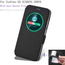 Capa para smartphone zenfone go zc500t z00vd 5.5 ", capa dobrável de couro pu, bolsa para telefone com visão inteligente 2024 - compre barato