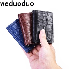 Wemoduo-tarjetero de piel de cocodrilo para hombre, Mini billetera de aluminio RFID de alta calidad, de Metal, con bloqueo RFID 2024 - compra barato