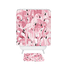 Cortina de chuveiro linda rosa padrão flamingo cortina de banheiro decoração de banho tecido de poliéster ecológico à prova d' água 2024 - compre barato