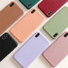 Простой милый мягкий чехол карамельных цветов для iphone 11 Pro XR X XS Max 6 6S 7 8 Plus, модный однотонный силиконовый чехол для пар, оболочка 2024 - купить недорого
