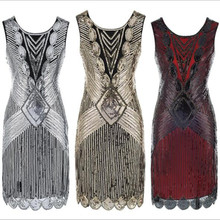 Женское платье с оборками 1920 s, винтажное платье с круглым вырезом и бабочкой, украшенное бусинами и блестками, платье Vestidos 2024 - купить недорого