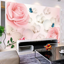 Papel tapiz con foto personalizada, tapiz de flores 3D, rosa, estereoscópica, Fondo de TV, decoración de pared del hogar, Mural de pintura para sala de estar 2024 - compra barato