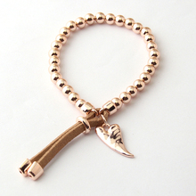 Frete Grátis RoseGold Chapada Coração Charm Bracelets & Bangles 2024 - compre barato