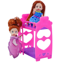 1 Pcs Doll Accessories Plastic Cute Pink Bunk Bed Mini Dollhouse Furniture for Kelly Doll Baby Dolls Kids Play House Toy 2024 - compre barato