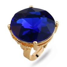Exaggerated Deep Blue Crystal Chunky Adjustable Rings for Women Men Jewelry 2024 - buy cheap