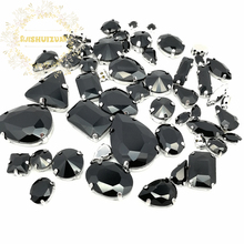 52pcs 23sizes 10shapes MIX Black shape Crystal Glass Sew-on Rhinestones silvery Bottom DIY Women's Dresses sijishuizuan 2024 - buy cheap