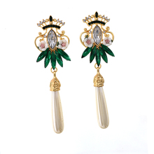 New Fashion Designer HandMade Jewelry Colorful Rhinestones Imitation Pearls Long Drop Earrings for Women Gifts 2024 - buy cheap