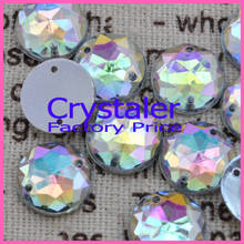 8mm 400pcs/lot Crystal AB Superior Taiwan Acrylic Flat Back Round Beads / Stones  Acrylic Sew On 2 Hole Decoration 2024 - buy cheap
