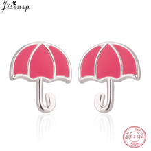 Jisensp 925 brincos de prata esterlina, minúsculos brincos guarda-chuva rosa para meninas e filhas, brincos geométricos, joias femininas 2024 - compre barato