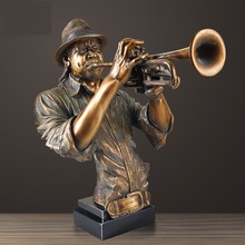 WU CHEN LONG 52cm Abstract Figure Musician Figurine Creative Music Trumpet Bust Statue Resin Art&Craft Home Decoration R1442 2024 - buy cheap