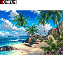 HOMFUN-pintura de diamante 5D DIY "paisaje costero", bordado de diamantes de imitación cuadrados o redondos, estilo punto de cruz 5D, decoración del hogar, A16246 2024 - compra barato