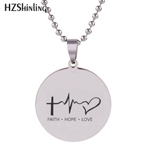 2018 New Faith Hope Love Lifeline Pendant Hand Craft Stainless Steel Necklace Art Round Jewelry Ball Chain For Men HZ7 2024 - buy cheap