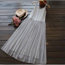 Summer Dress Women Modal Dress Solid Color Sleeveless Elegant Party Sundress Mesh Lace Patchwork Sling Mujer Vestidos 2024 - buy cheap