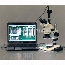 Microscopio estéreo con Zoom, suministros de Amscope, 3.5X-45X, Zoom, con 4 zonas, 144 LED + 1.3MP, cámara Digital 2024 - compra barato