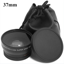 0.45x 37mm 37 mm Black Fisheye Lens Wide Angle Lens 0.45X  + Front  Rear Cap With Macro For Sony Nex For Canon Nikon 1pcs 2024 - buy cheap