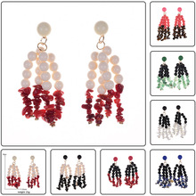 New Design ZA Tassel Earrings Woman Irregular Natural Stone Beads Long Fringed Drop Earrings For Women Boho Indian Jewelry 2024 - buy cheap