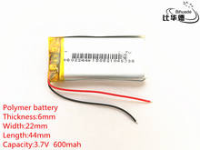 Free shipping 10pcs/lot Liter energy battery 602244 3.7V 600mAh Rechargeable lithium Li-Polymer Battery For GPS,mp3,mp4,mp5,dvd 2024 - buy cheap