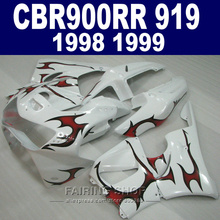 Комплект обтекателей с белым и красным пламенем для honda CBR900 RR 919 1998 / 1999 (Бесплатная Настройка обтекателей) cbr 900rr 98 / 99 CN22 2024 - купить недорого