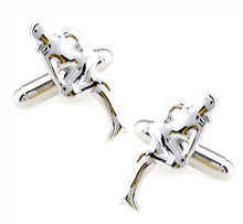 Men Gift Copper Cuff Links Wholesale&retail Silver Color Copper Material Novelty Dancing Girl Design 2024 - buy cheap