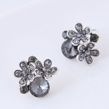 Luxury black rhinestone flower Earings For Women wholesale crystal earrings Fashion Jewelry brincos 2024 - buy cheap