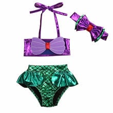 3pcs Kids Baby Girls Fashion Bikini Set Children Bathing Swimsuit Beach Wear Bow High Waist Bikini Set 2024 - buy cheap