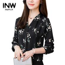 2018 New Chiffon Blouses Women Shirts Floral Print Tops Femme Spring Blouse Casual V-neck Long Sleeve Blusas Femininas 2024 - buy cheap