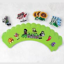 120pcs Cartoon Plants VS Zombies Cupcake Wrapper Topper Pick Game Wars Popular kids baby Birthday Wedding Party Cake Decoration 2024 - buy cheap