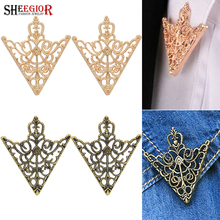 SHEEGIOR Fashion Vintage Collar Brooch Pins Badge Mens Jewelry Hollow Crown Triangle Brooches for Women Accessories Dropshipping 2024 - buy cheap