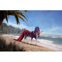 Kit de bordado 3D de punto de cruz con cuentas cuadradas 5D, cuadro de caballo en la playa, cuerno de mar, diamante, decoración del hogar, H83 2024 - compra barato