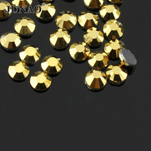 JUNAO ss6 ss10 ss16 ss20 ss30 Gold Color Crystal Hotfix Rhinestones Round Glass Stones Flat Back Strass for Jewelry Crafts 2024 - buy cheap